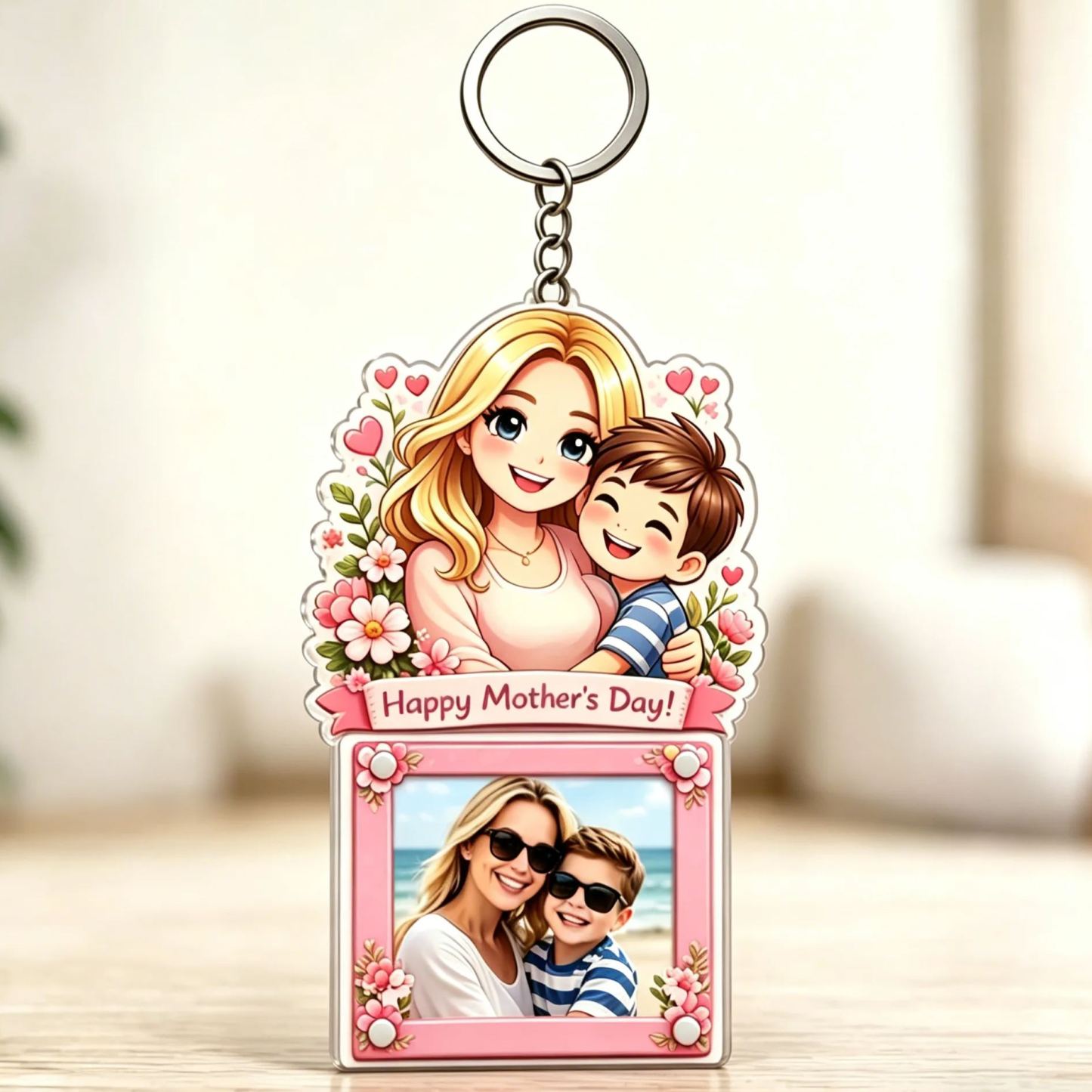 Custom Cartoon Photo Acrylic Keychain Frame Magnetic Mini Picture Holder with Personalized Character Top - MyFaceSocksAU