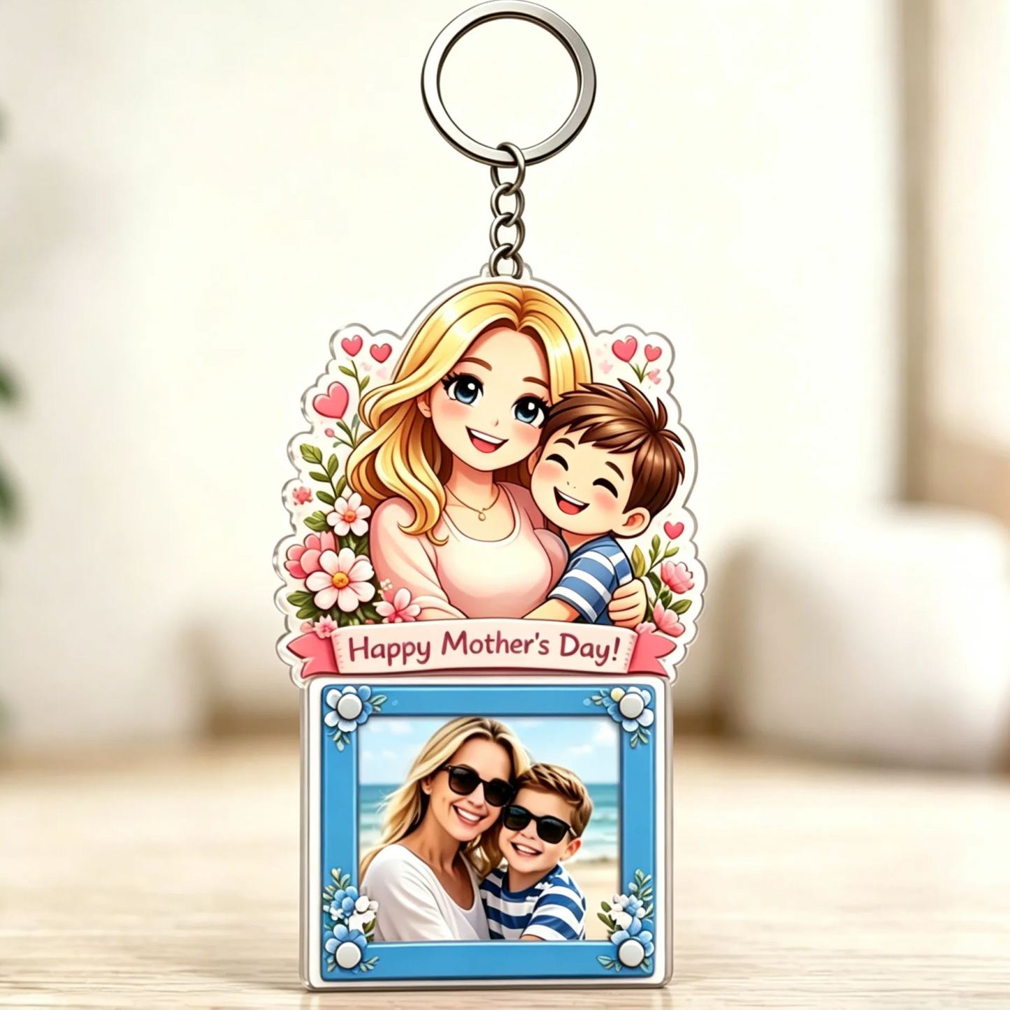 Custom Cartoon Photo Acrylic Keychain Frame Magnetic Mini Picture Holder with Personalized Character Top - MyFaceSocksAU