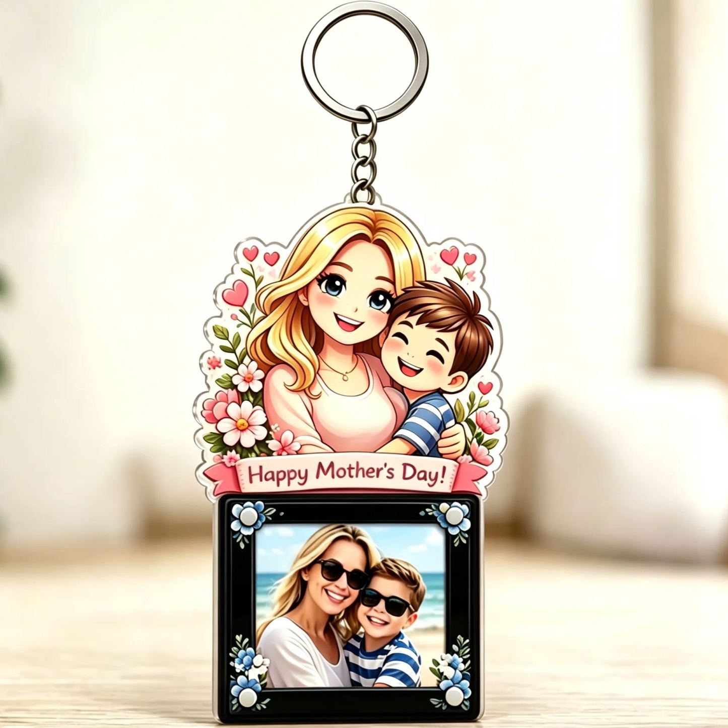 Custom Cartoon Photo Acrylic Keychain Frame Magnetic Mini Picture Holder with Personalized Character Top - MyFaceSocksAU