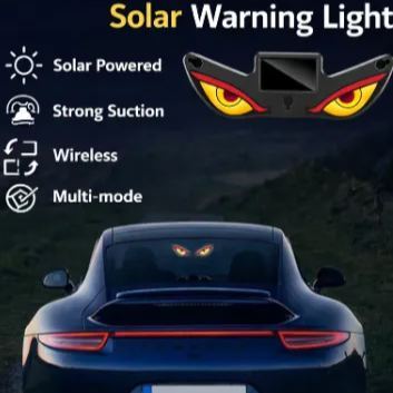 Solar Demon Eye LED Car Window Light – Motion Activated Scary Eyes Sticker, Waterproof Auto Exterior Decoration