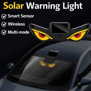 Solar Demon Eye LED Car Window Light – Motion Activated Scary Eyes Sticker, Waterproof Auto Exterior Decoration