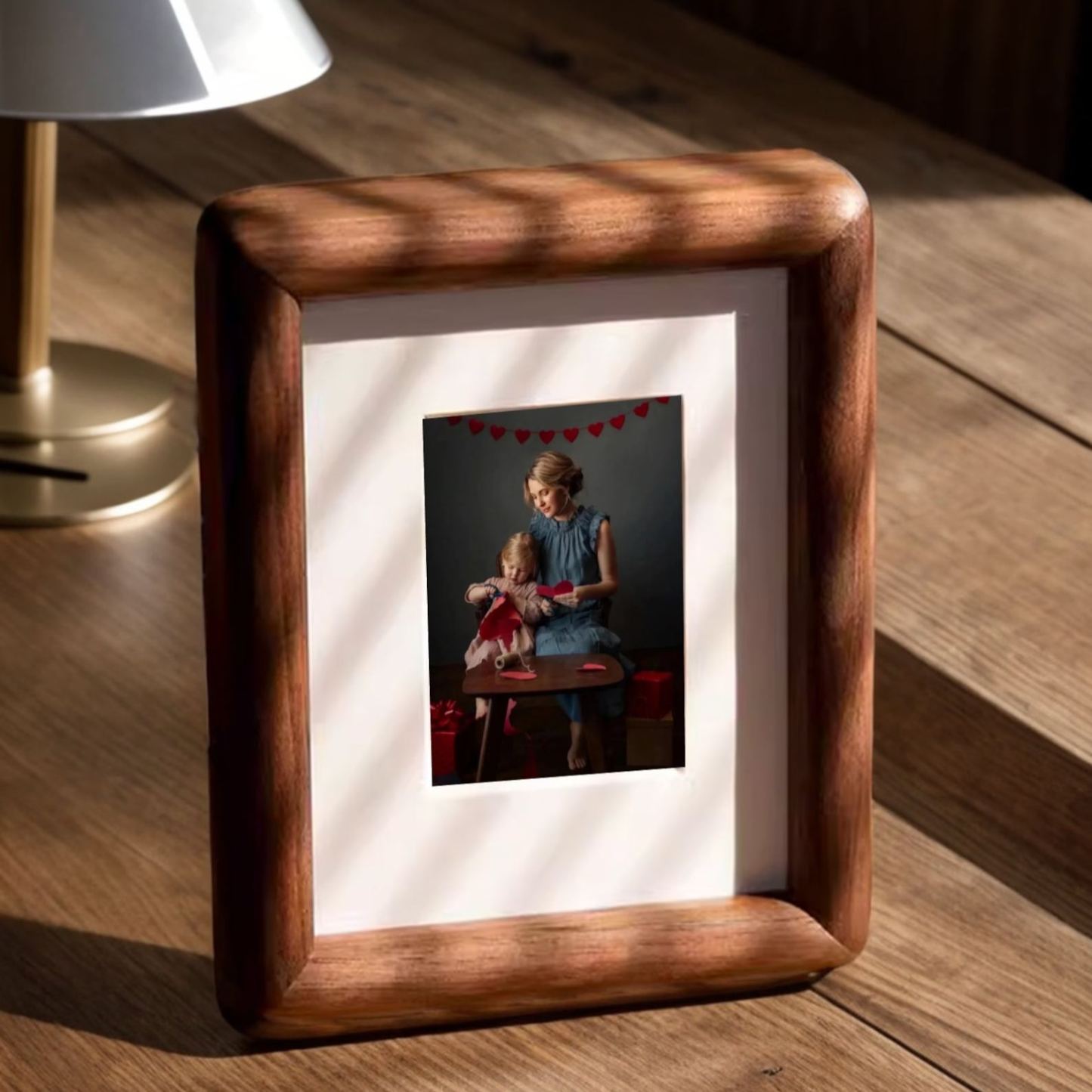 Mini Wooden Photo Frame, Family Photo Frame, Walnut Portraits Frame, Custom Picture Frame Family Anniversary Gift, Printing Picture - MyFaceSocksAU