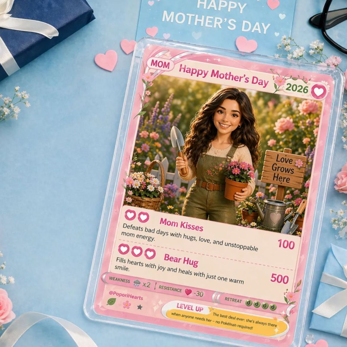 Mother's Day Gifts for Mum Grandma Custom Graden Theme Card, Custom Gift Card, Gift For Mum Custom Poke Present - MyFaceSocksAU