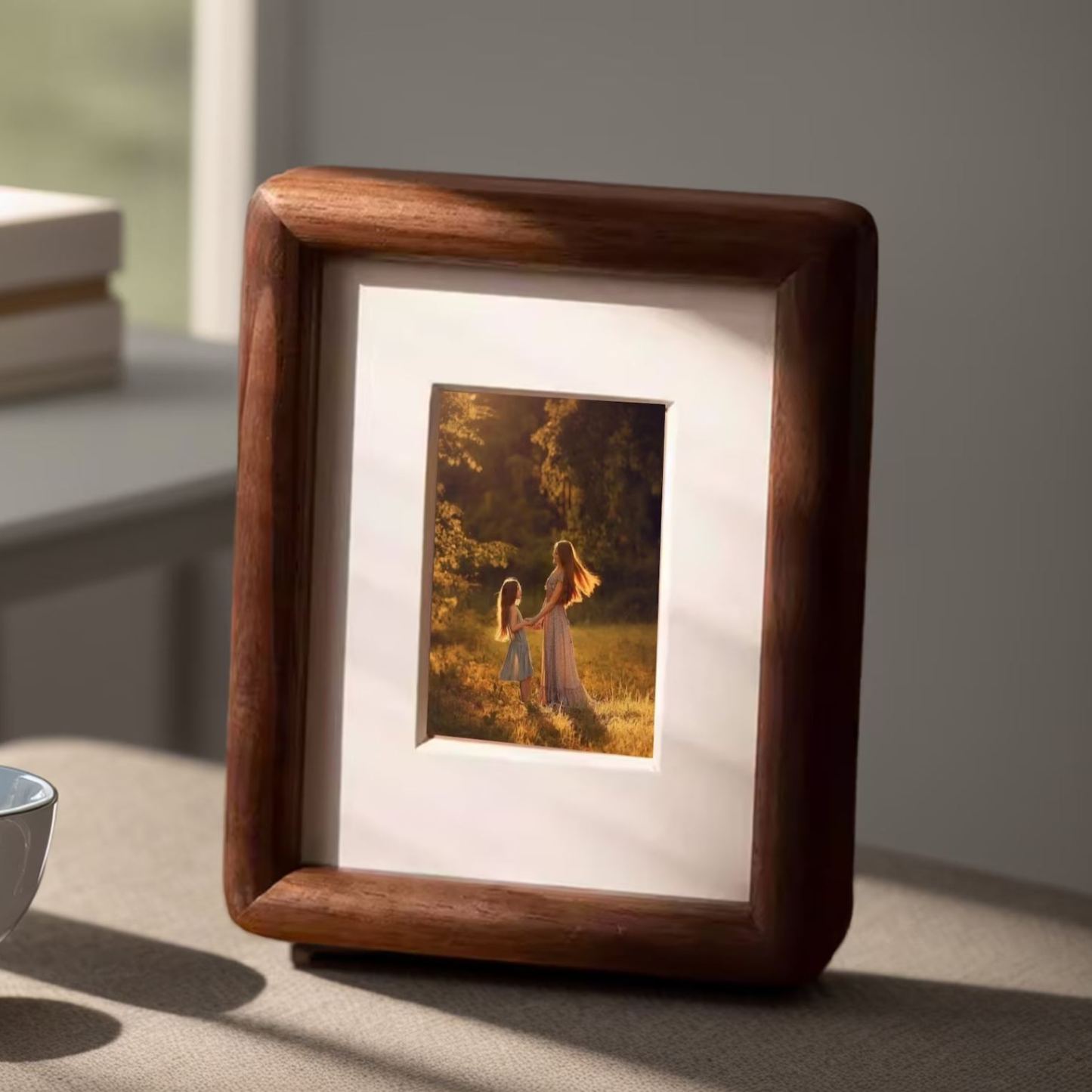 Mini Wooden Photo Frame, Family Photo Frame, Walnut Portraits Frame, Custom Picture Frame Family Anniversary Gift, Printing Picture - MyFaceSocksAU