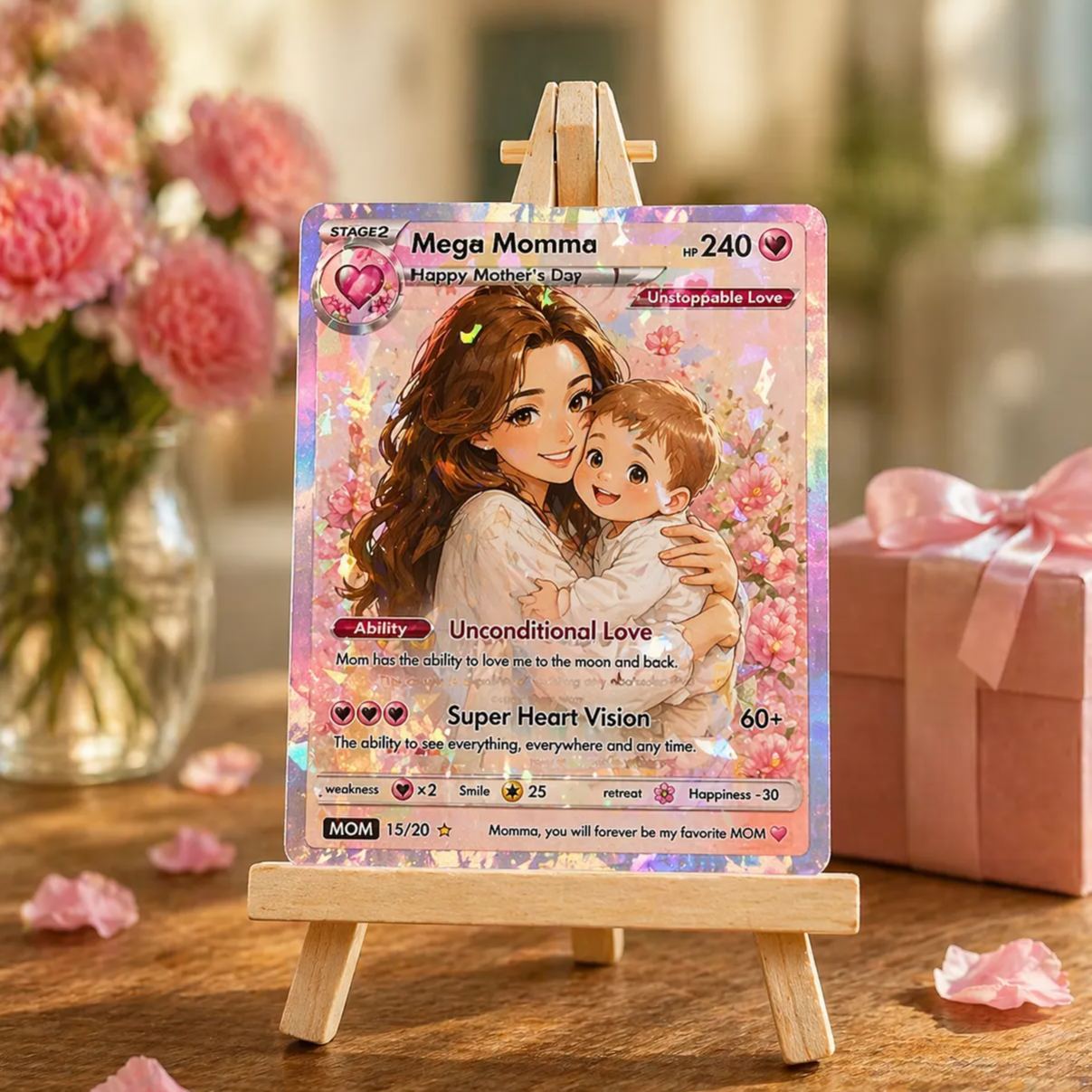 Personalized Monster Trainer Style Card – Unique Gamer Mother’s Day Keepsake - MyFaceSocksAU