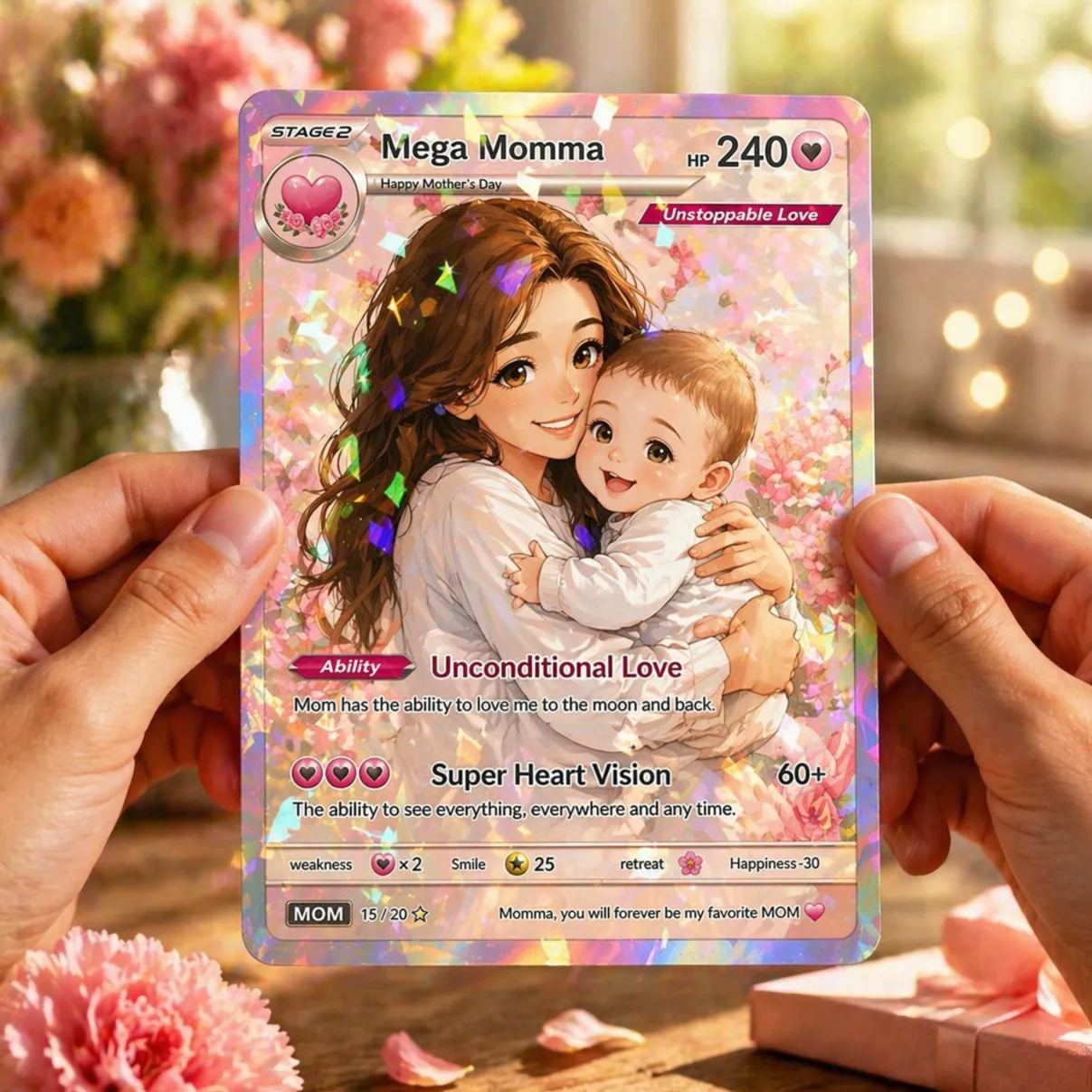 Personalized Monster Trainer Style Card – Unique Gamer Mother’s Day Keepsake - MyFaceSocksAU