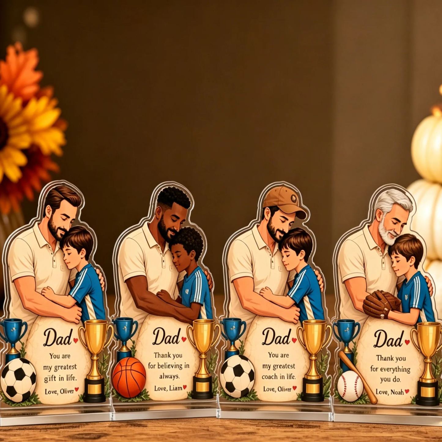 Personalized Soccer Dad Acrylic Plaque - Custom Name & Quote, "My Greatest Coach" Father Son Keepsake, Sports Dad Gift for Father’s Day, 2D Clear Acrylic Desk Decor - MyFaceSocksAU