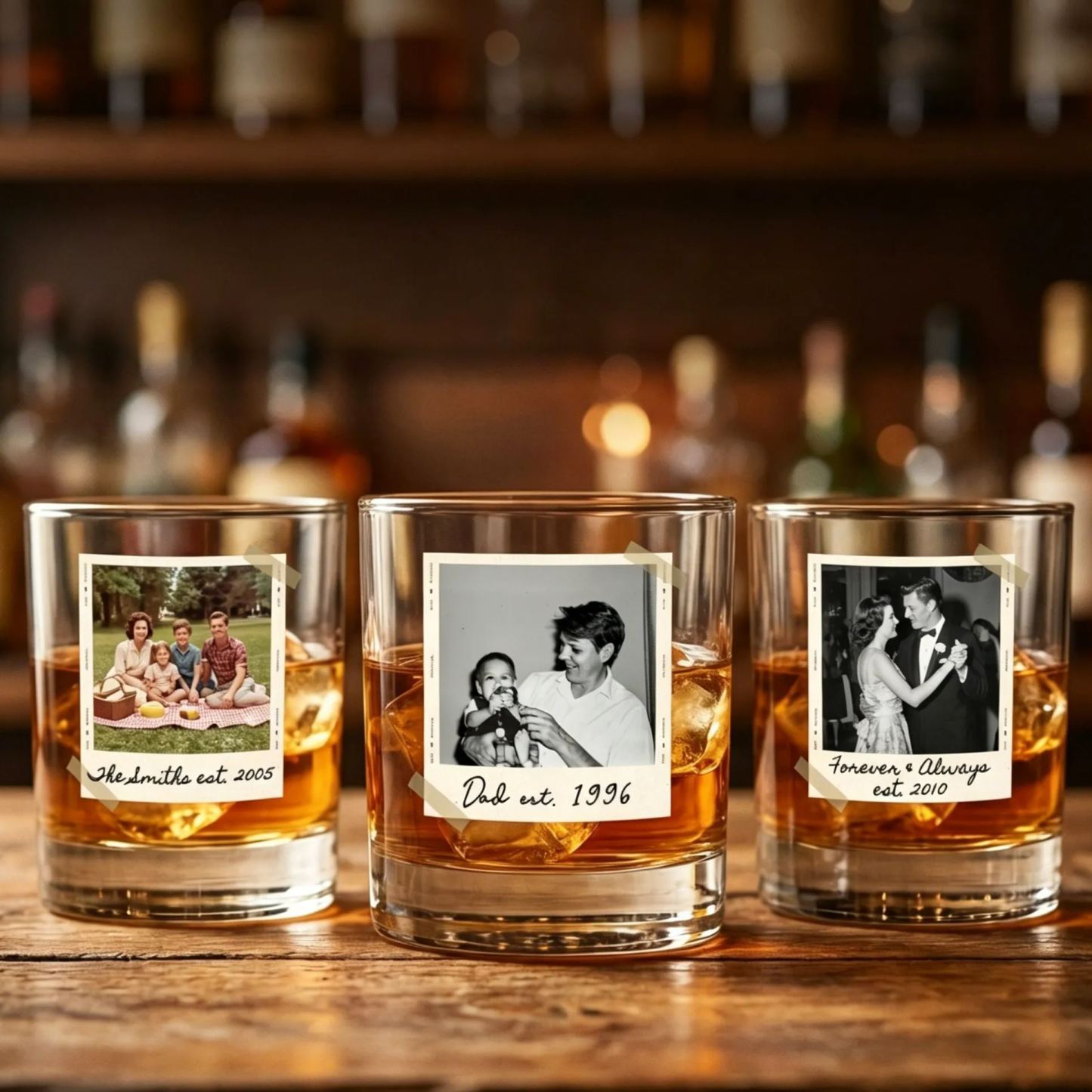 Dad Gifts, Gifts For Dad, Custom Photo Dad Est Whiskey Glass, Grandpa Gift, Dad Glass, Gifts For Him, Portrait Photo Grandpa Glass, New Dad - MyFaceSocksAU