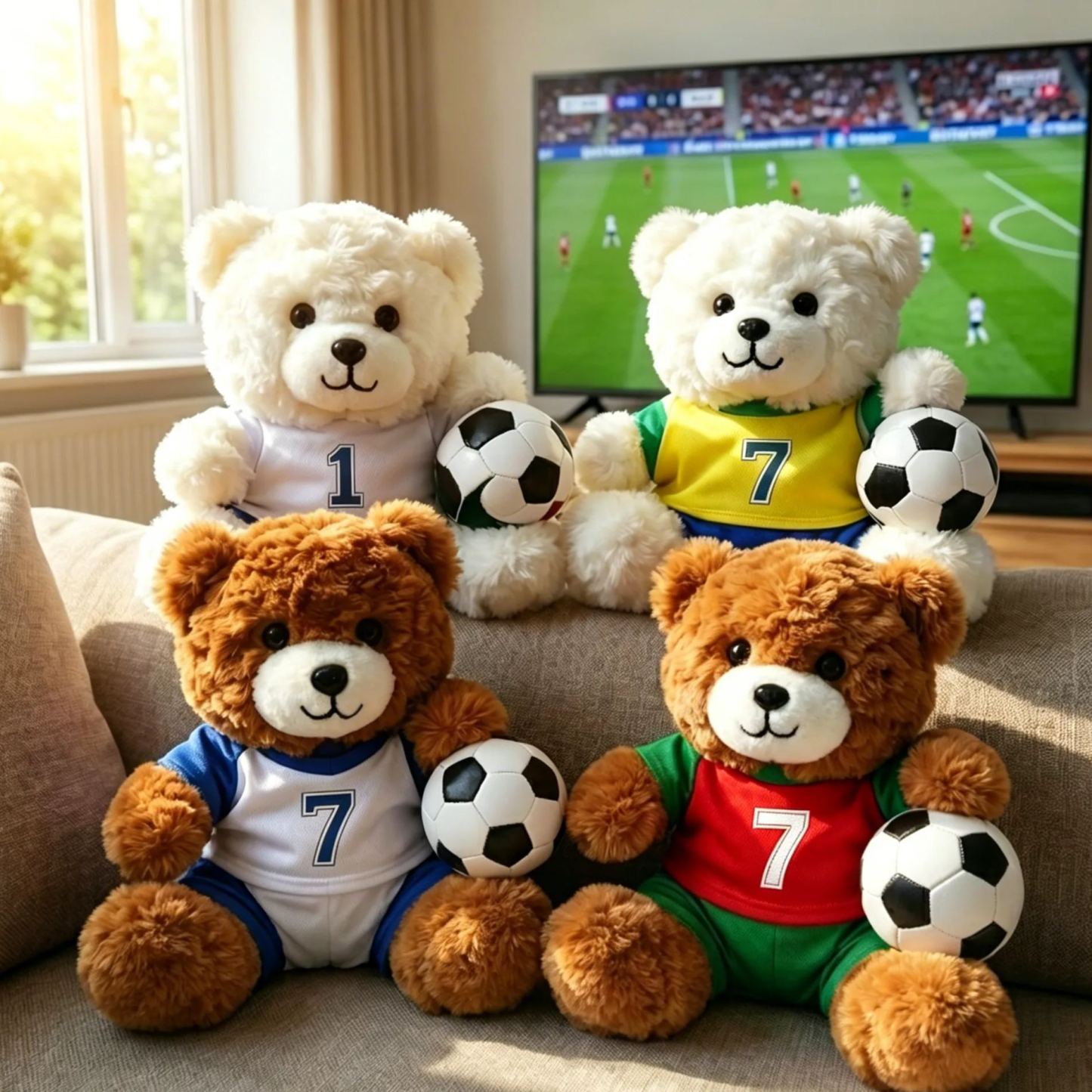 Personalized Football Bear Plush Doll Cute Soccer Team Teddy Bear Fan Souvenir Gift - MyFaceSocksAU