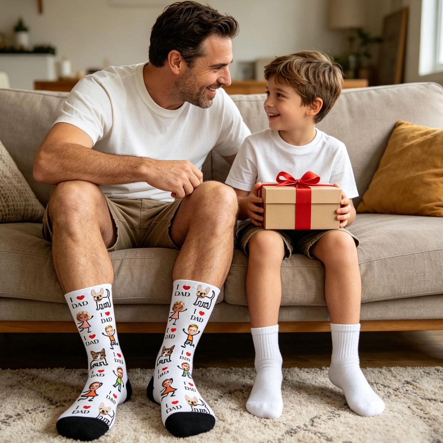 Personalized Socks with Faces Custom Funny Photo Socks for Dad, Father's Day Gift - MyFaceSocksAU