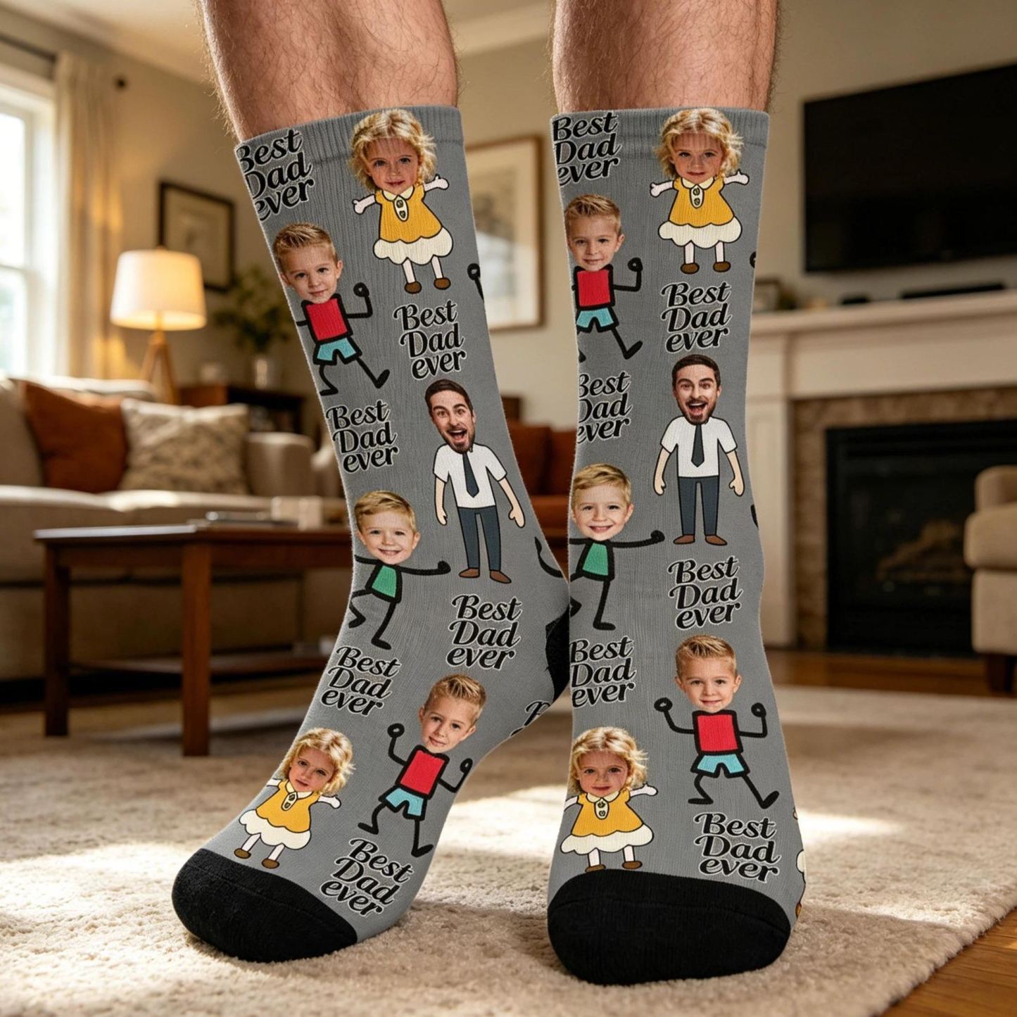 Personalized Socks with Faces Custom Funny Photo Socks for Dad, Father's Day Gift - MyFaceSocksAU