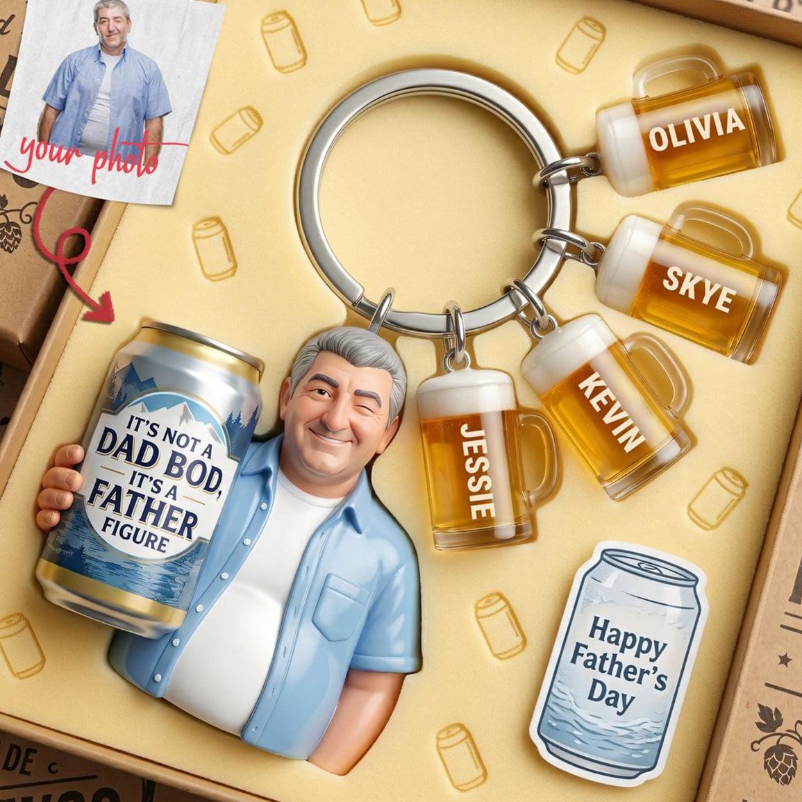 Dad Beer 2D Acrylic Tag Keychain - Custom Photo Gifts For Dads - MyFaceSocksAU