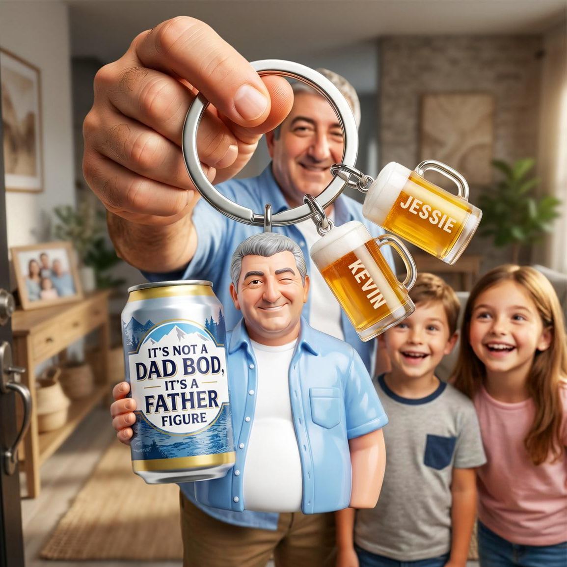 Dad Beer 2D Acrylic Tag Keychain - Custom Photo Gifts For Dads
