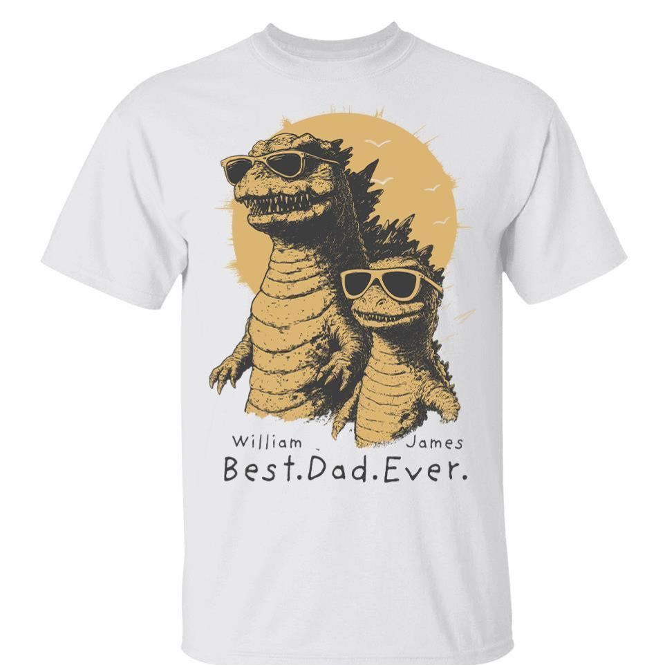 Personalized Best Dad Ever Dadzilla T-Shirt Father Day Gifts for Dad Funny Papa Tshirt Cool Daddy Dinosaur Tee - MyFaceSocksAU