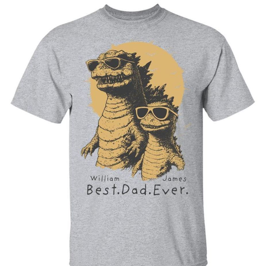 Personalized Best Dad Ever Dadzilla T-Shirt Father Day Gifts for Dad Funny Papa Tshirt Cool Daddy Dinosaur Tee - MyFaceSocksAU