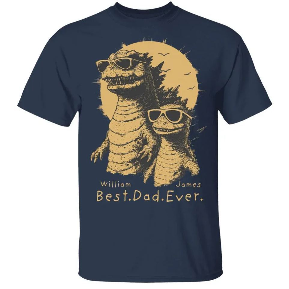 Personalized Best Dad Ever Dadzilla T-Shirt Father Day Gifts for Dad Funny Papa Tshirt Cool Daddy Dinosaur Tee - MyFaceSocksAU