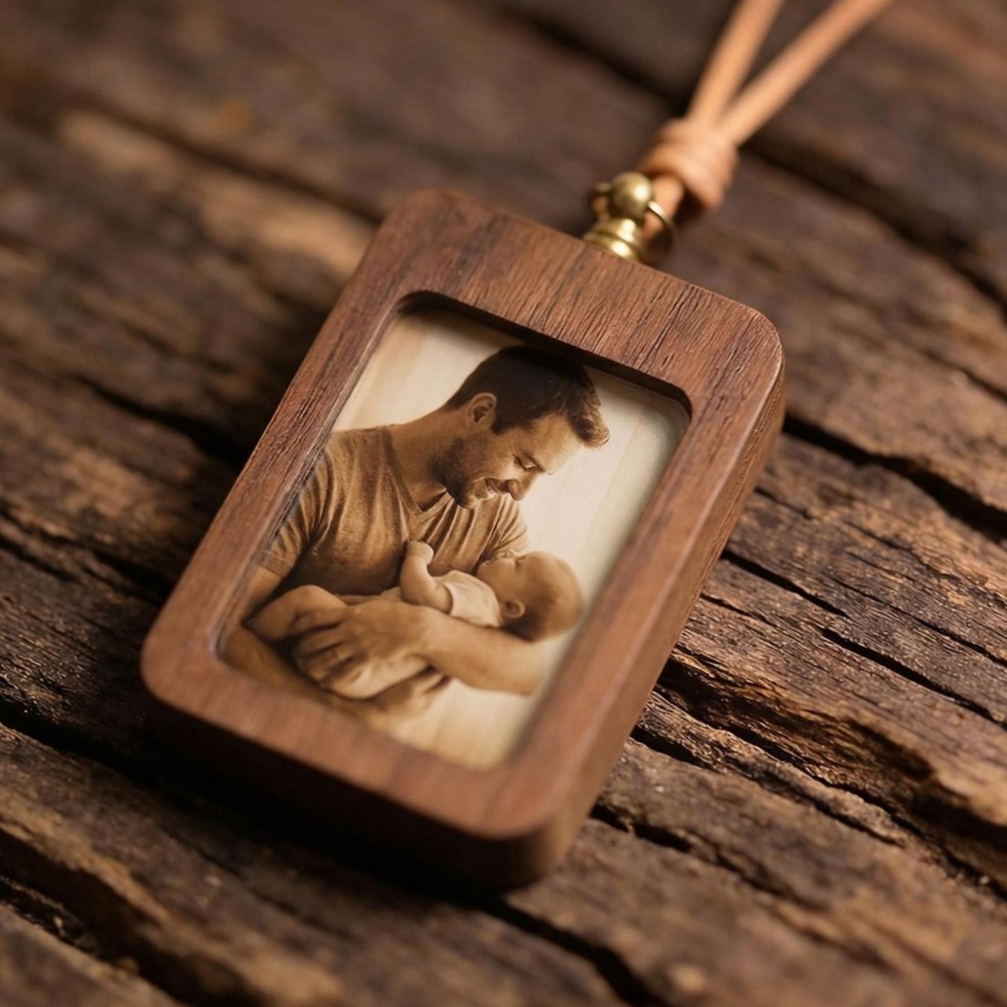 Personalized Walnut Photo Frame for Rear View Mirror Decoration | Anniversary gift for a couple, new family Fathers Day Gift - MyFaceSocksAU
