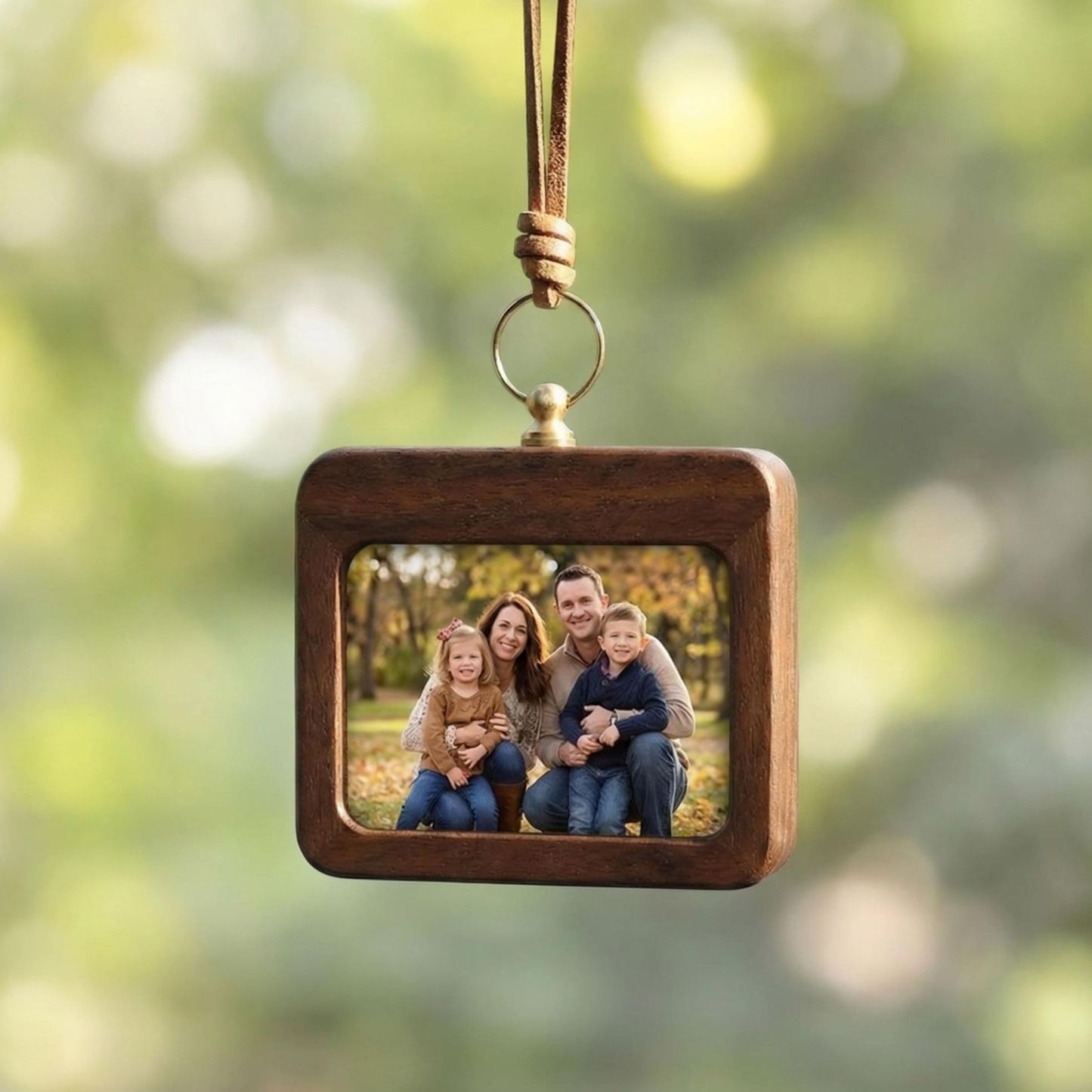 Personalized Walnut Photo Frame for Rear View Mirror Decoration | Anniversary gift for a couple, new family Fathers Day Gift - MyFaceSocksAU