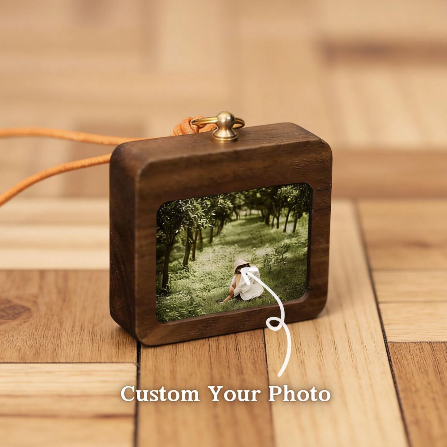 Personalized Walnut Photo Frame for Rear View Mirror Decoration | Anniversary gift for a couple, new family Fathers Day Gift - MyFaceSocksAU