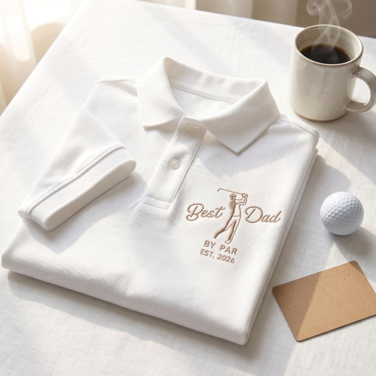 Golf Father Polo Shirt, Embroidery Best Dad By Par Polo Shirt, Dad Golf Shirt Gift for Fathers Day, Daddy Birthday Gift, Golf Player Tee - MyFaceSocksAU