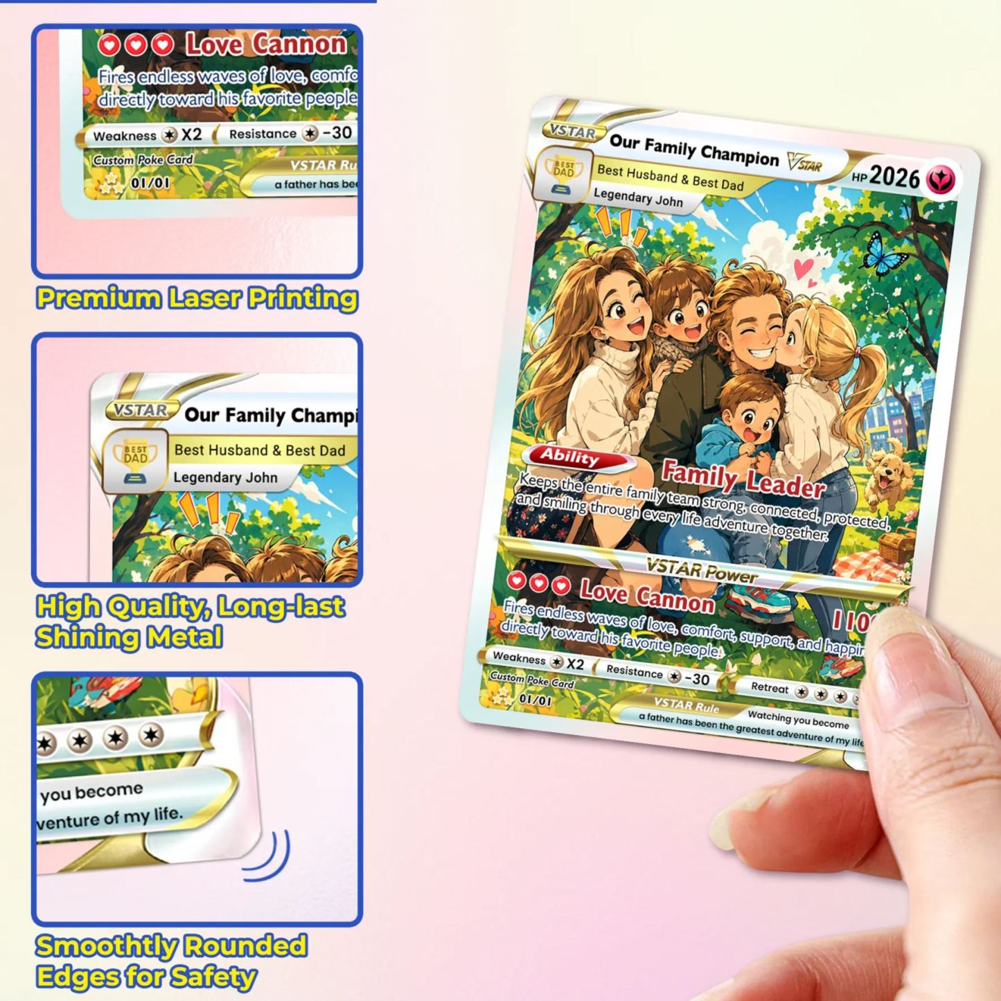 Custom Trainer Card - Trendy Comic Anime Style Personalized n Card for Dad - Perfect Gift from Wife & Kids Happy Father's Day - MyFaceSocksAU