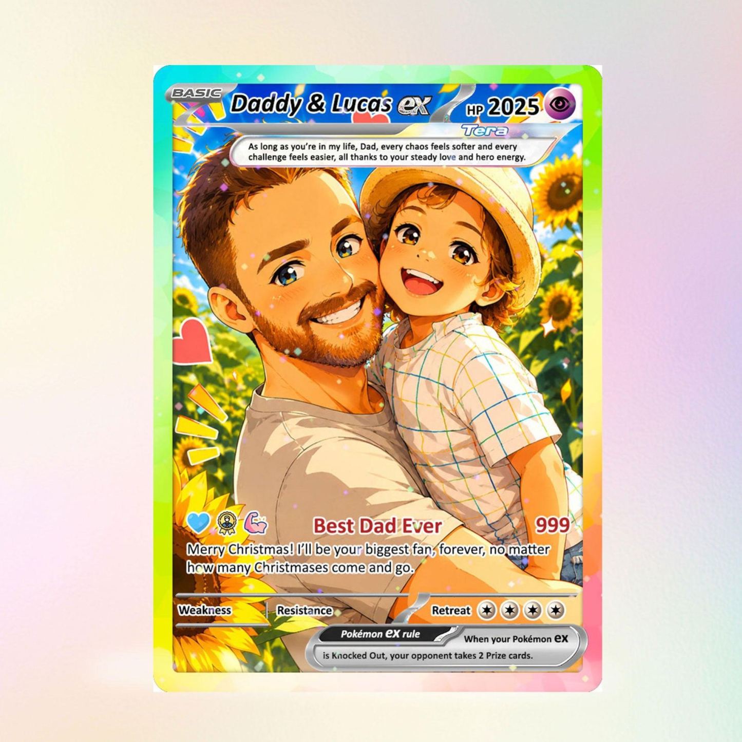 Best Dad Ever Poke Card, Custom Poke Card  Anime-Inspired Personalized Poke Card for Dad - Perfect Gift for Dad Happy Fathers Day Gift - MyFaceSocksAU