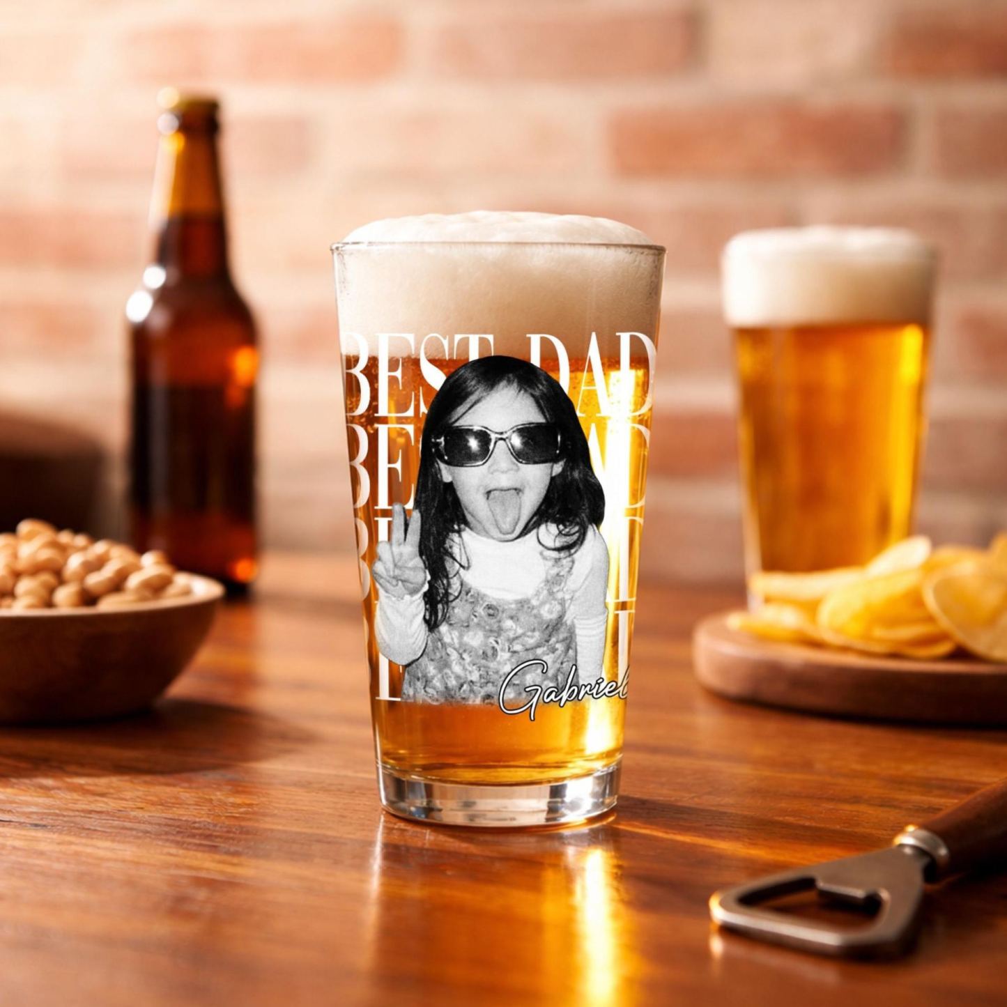 Custom Photo Dad Beer Glass, Fathers Day Gift For Dad, Funny Dad Gifts With Kids Photo, Best Dad Ever Gift, Dad Gifts, Gift For Husband - MyFaceSocksAU