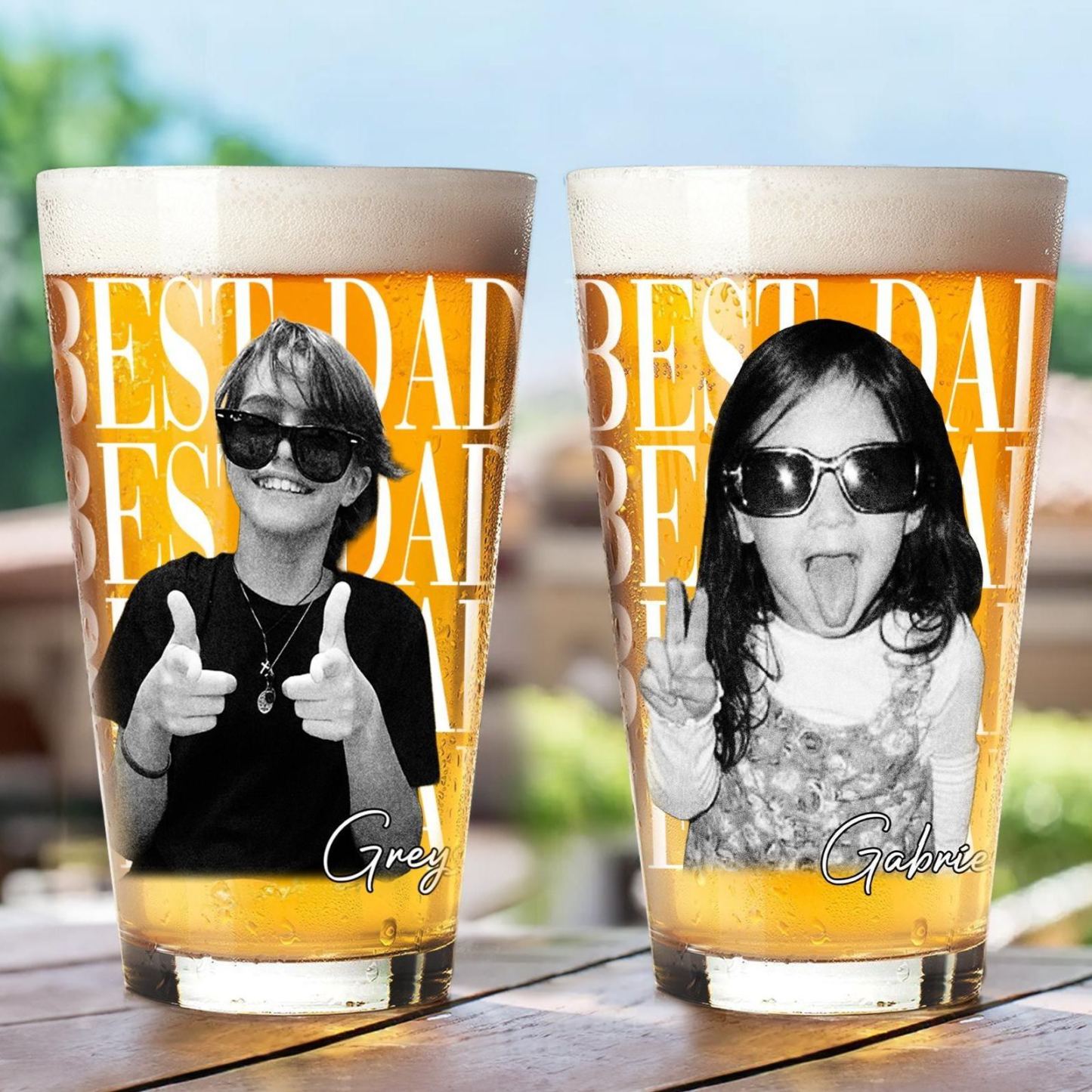 Custom Photo Dad Beer Glass, Fathers Day Gift For Dad, Funny Dad Gifts With Kids Photo, Best Dad Ever Gift, Dad Gifts, Gift For Husband - MyFaceSocksAU