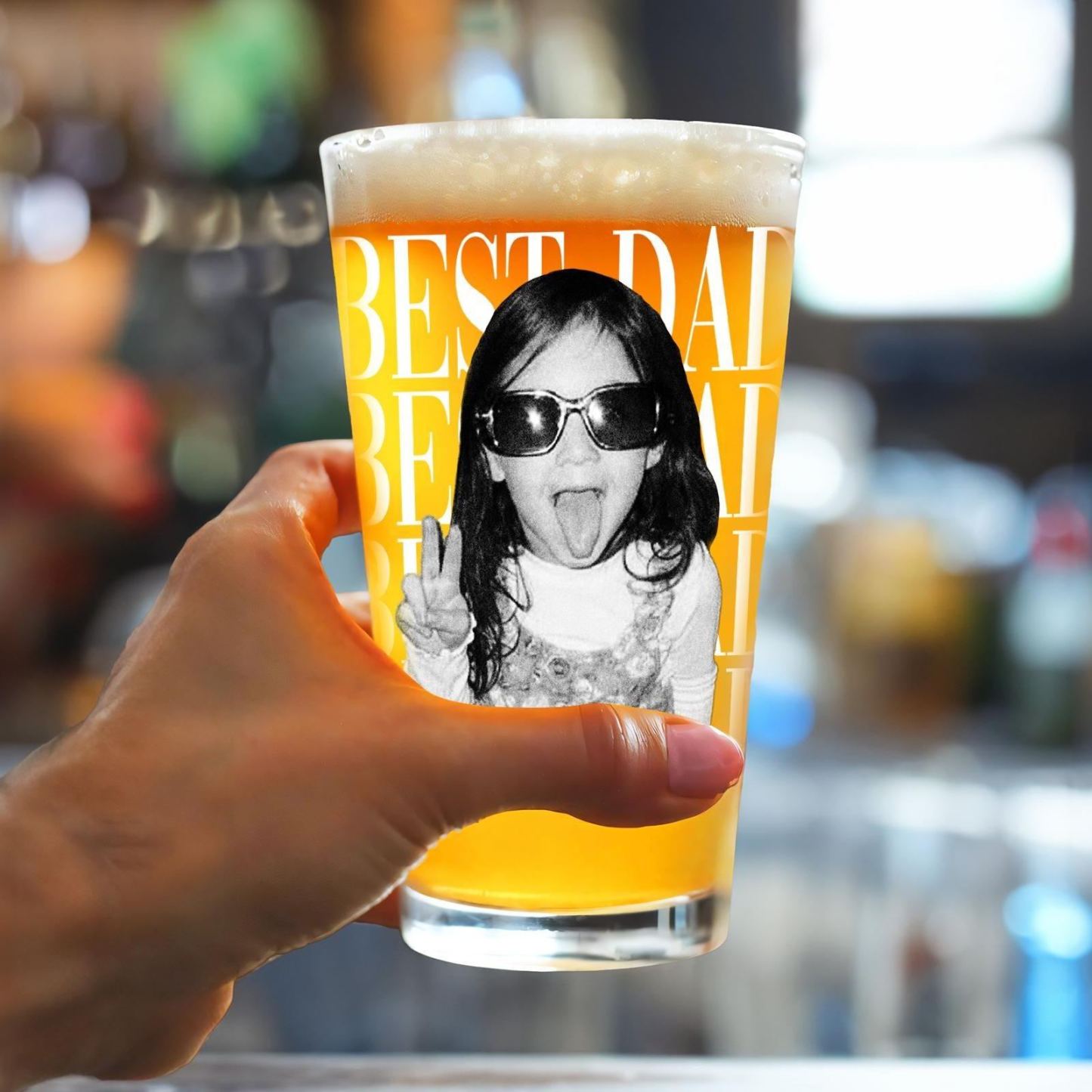 Custom Photo Dad Beer Glass, Fathers Day Gift For Dad, Funny Dad Gifts With Kids Photo, Best Dad Ever Gift, Dad Gifts, Gift For Husband - MyFaceSocksAU