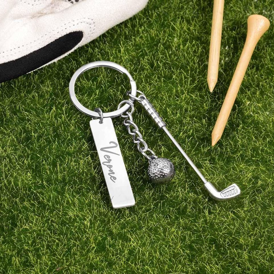 Personalized Name Golf Club & Ball Keychain, Miniature Golf Keyring, Backpack Birthday/Anniversary Gift for Golf Lovers/Players/Coaches - MyFaceSocksAU