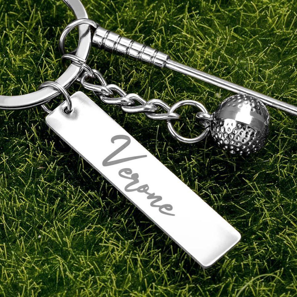 Personalized Name Golf Club & Ball Keychain, Miniature Golf Keyring, Backpack Birthday/Anniversary Gift for Golf Lovers/Players/Coaches - MyFaceSocksAU
