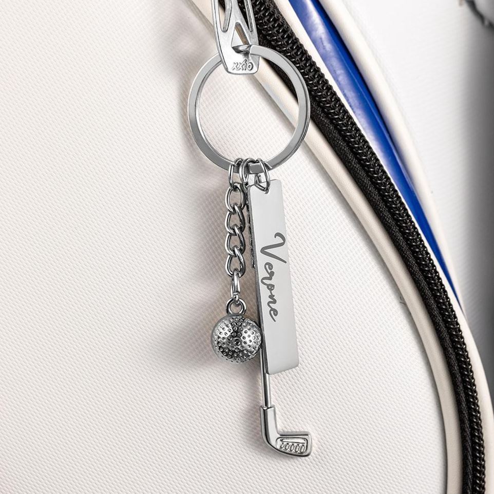 Personalized Name Golf Club & Ball Keychain, Miniature Golf Keyring, Backpack Birthday/Anniversary Gift for Golf Lovers/Players/Coaches - MyFaceSocksAU