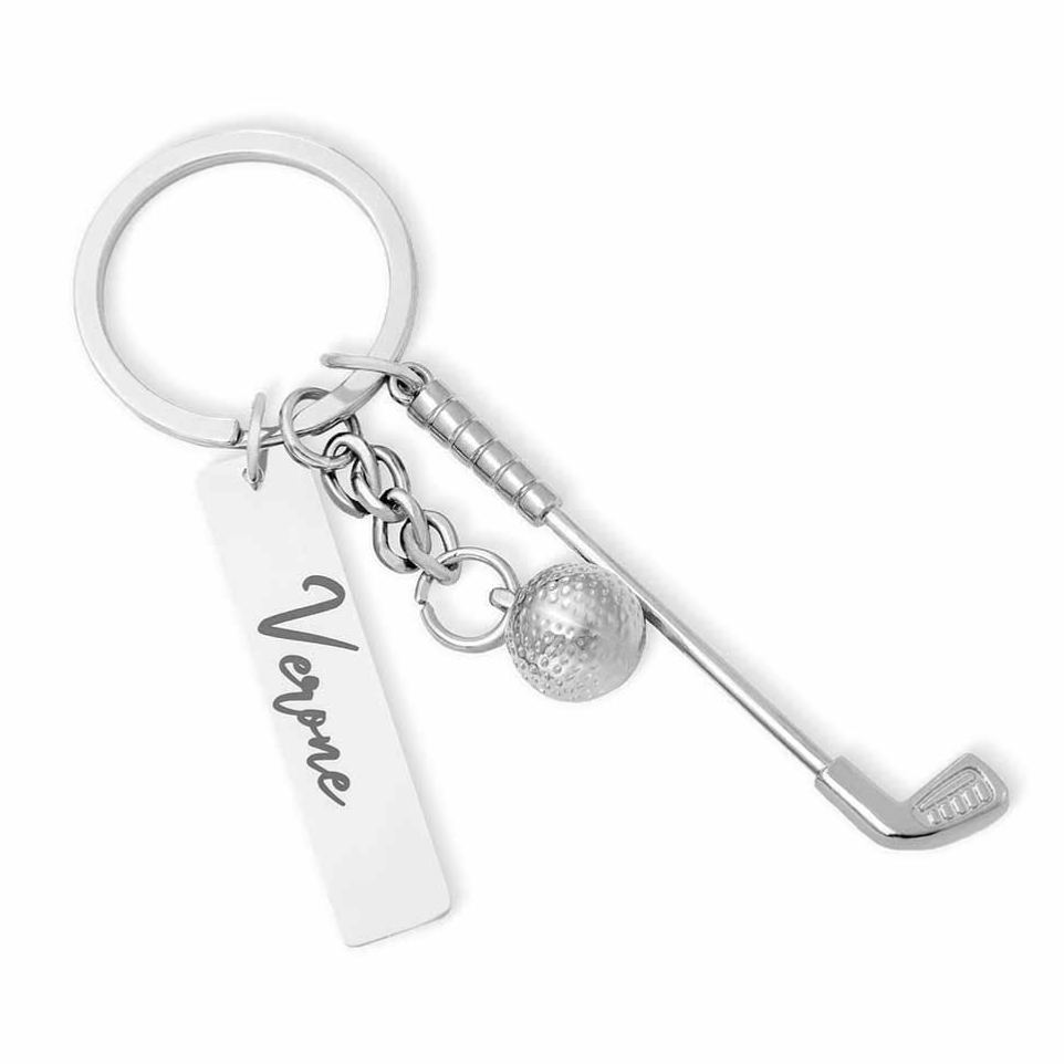 Personalized Name Golf Club & Ball Keychain, Miniature Golf Keyring, Backpack Birthday/Anniversary Gift for Golf Lovers/Players/Coaches - MyFaceSocksAU