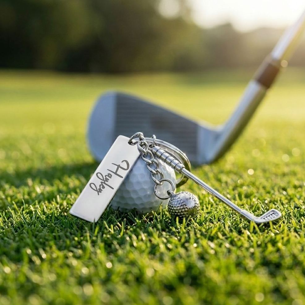 Personalized Name Golf Club & Ball Keychain, Miniature Golf Keyring, Backpack Birthday/Anniversary Gift for Golf Lovers/Players/Coaches - MyFaceSocksAU