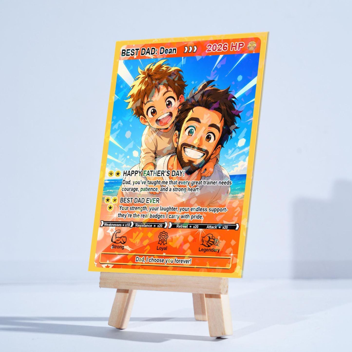 Custom Poke Anime Dad Card, Father's Day Gift For Dad, Personalized Photo Anime Card, Gamer Dad Gifts From Kids, Gift For Husband, Art Card - MyFaceSocksAU