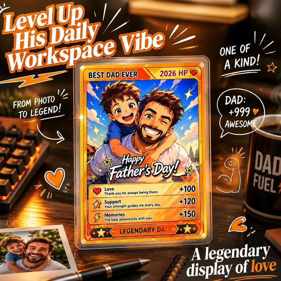 Personalized Super Dad Card – Custom Photo Collectible Card Father’s Day Gift - MyFaceSocksAU