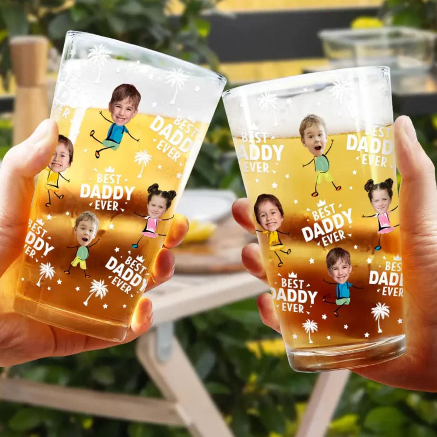 Custom Photo Best Dad Grandpa Ever Beer Glass, Personalized Father’s Day Gift, Custom Photo Gifts, Grandpa Gifts - MyFaceSocksAU