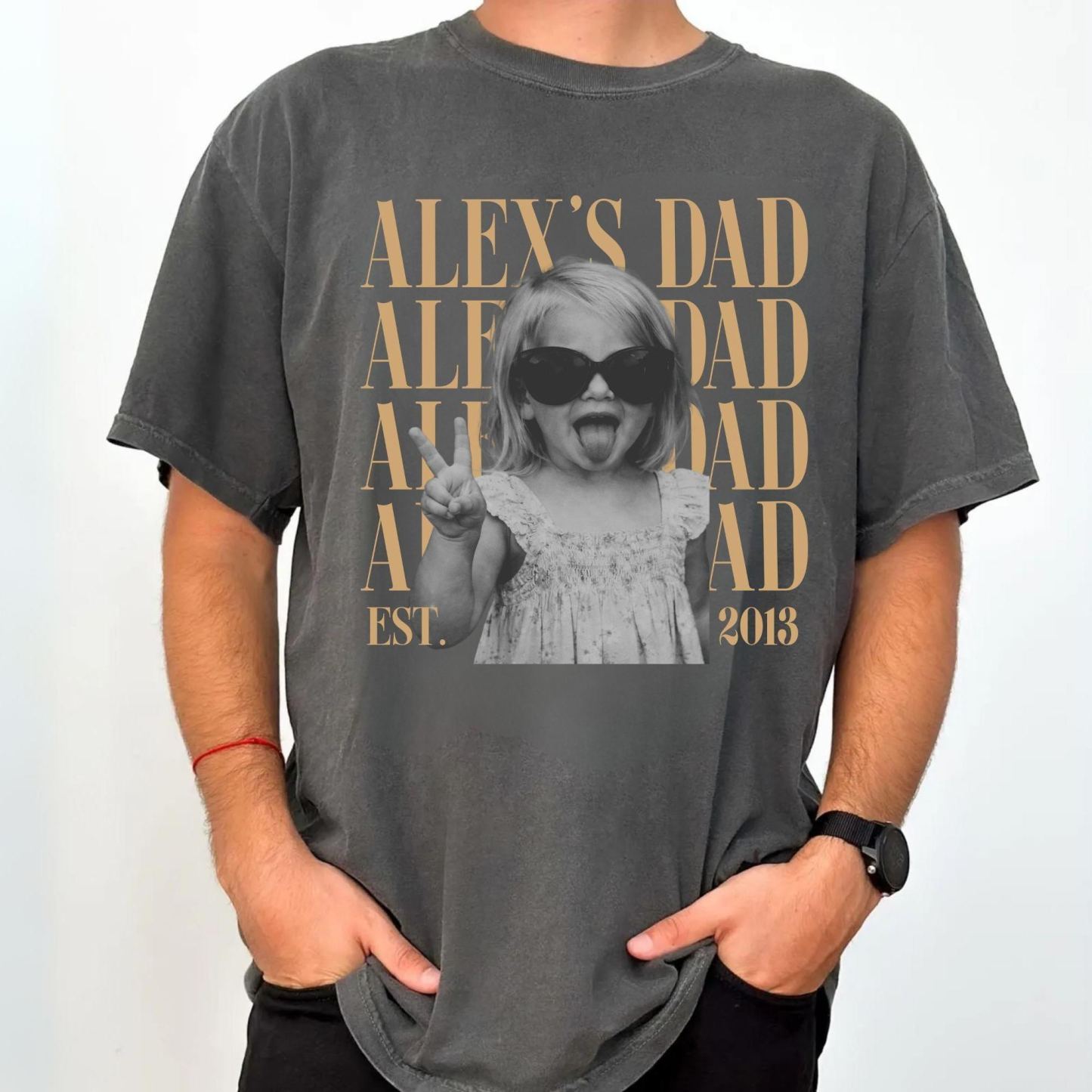 Custom Dad Vintage Photo Shirt: Personalized Fathers Day Shirt With Kids Photo, Funny Dad Shirt, Best Dad Ever Shirt, New Dad Gift - MyFaceSocksAU
