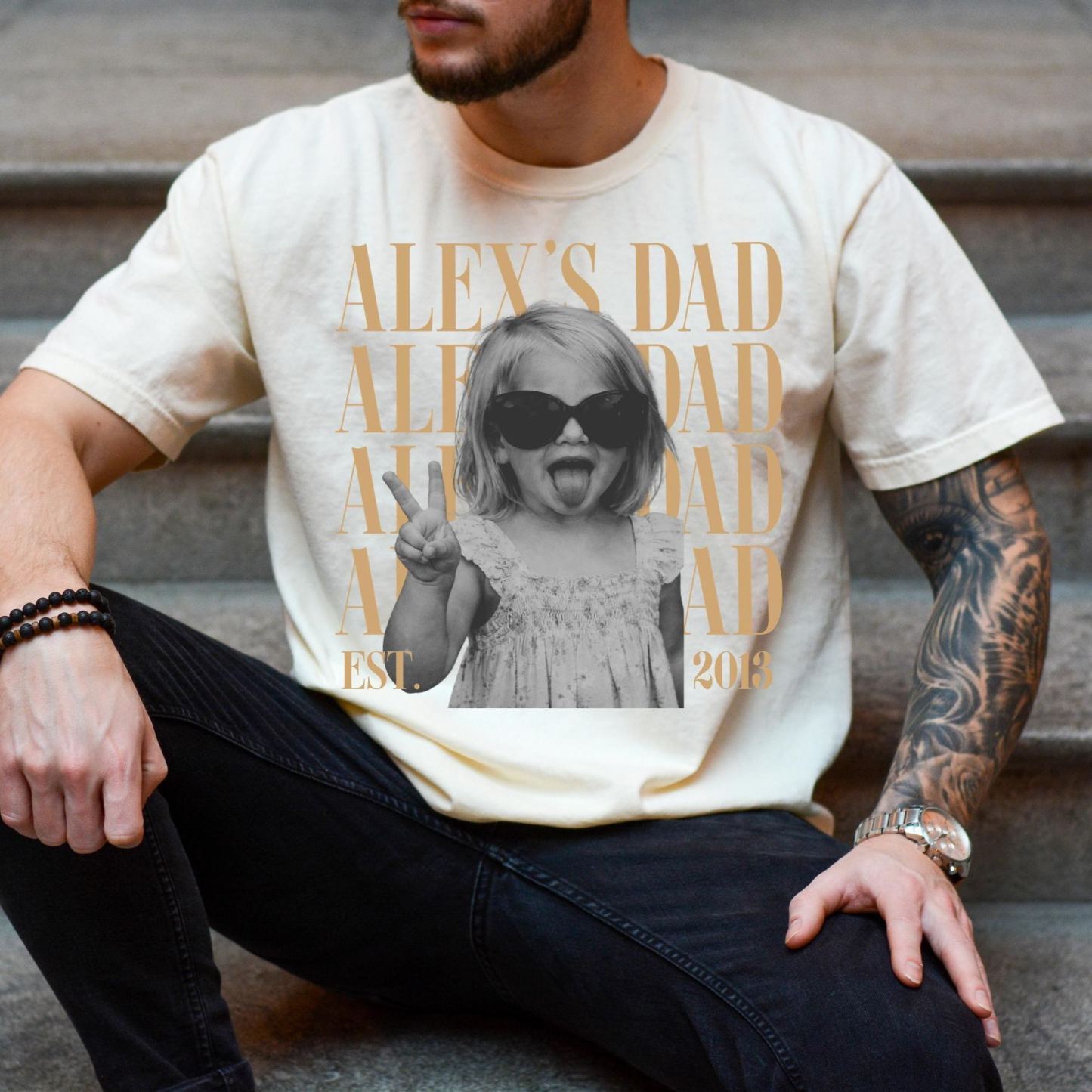Custom Dad Vintage Photo Shirt: Personalized Fathers Day Shirt With Kids Photo, Funny Dad Shirt, Best Dad Ever Shirt, New Dad Gift - MyFaceSocksAU
