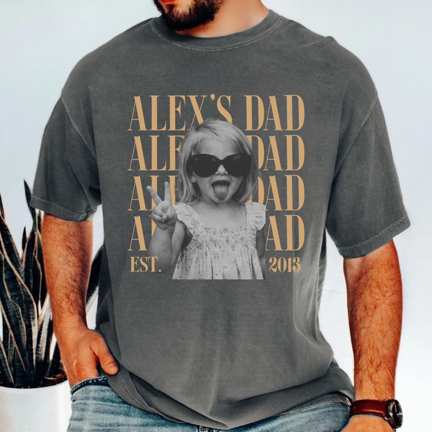 Custom Dad Vintage Photo Shirt: Personalized Fathers Day Shirt With Kids Photo, Funny Dad Shirt, Best Dad Ever Shirt, New Dad Gift - MyFaceSocksAU