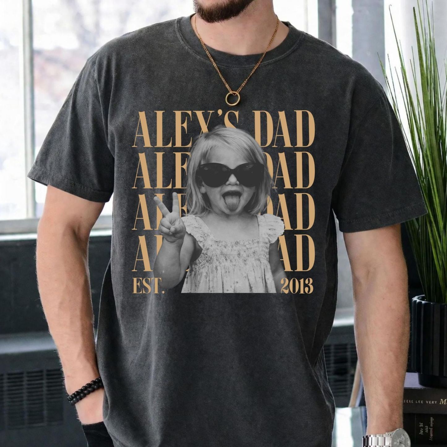 Custom Dad Vintage Photo Shirt: Personalized Fathers Day Shirt With Kids Photo, Funny Dad Shirt, Best Dad Ever Shirt, New Dad Gift - MyFaceSocksAU
