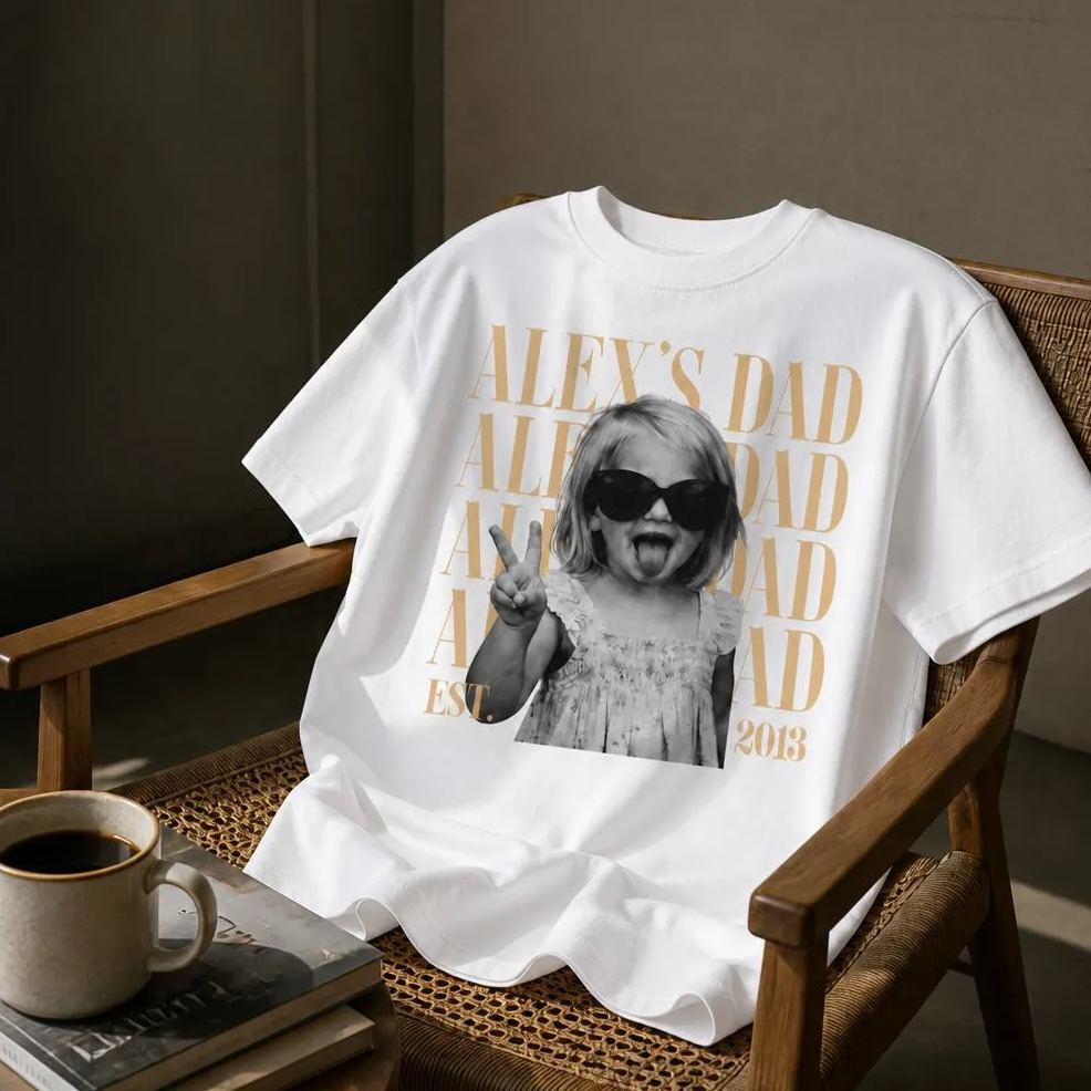Custom Dad Vintage Photo Shirt: Personalized Fathers Day Shirt With Kids Photo, Funny Dad Shirt, Best Dad Ever Shirt, New Dad Gift - MyFaceSocksAU