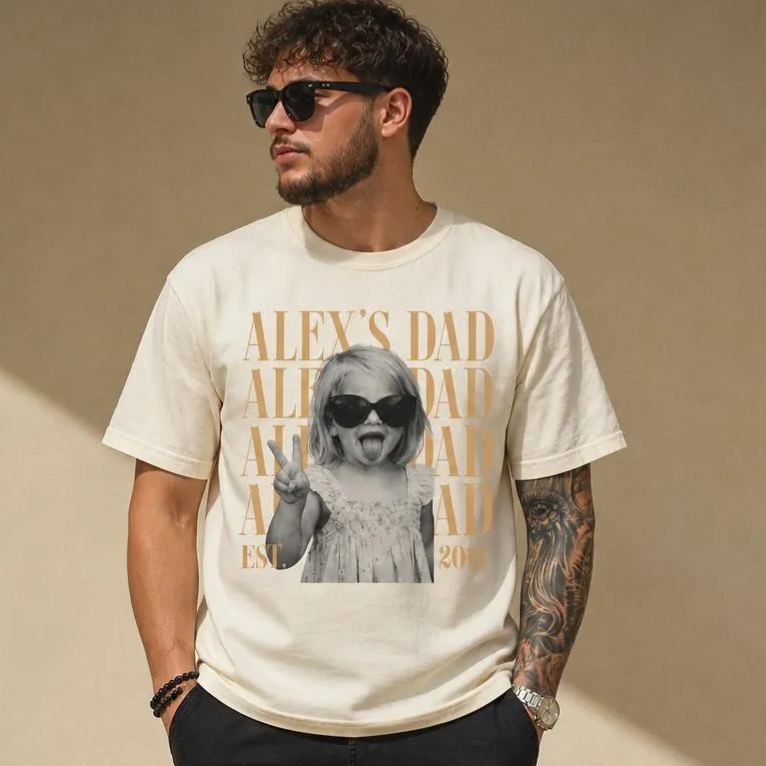 Custom Dad Vintage Photo Shirt: Personalized Fathers Day Shirt With Kids Photo, Funny Dad Shirt, Best Dad Ever Shirt, New Dad Gift - MyFaceSocksAU