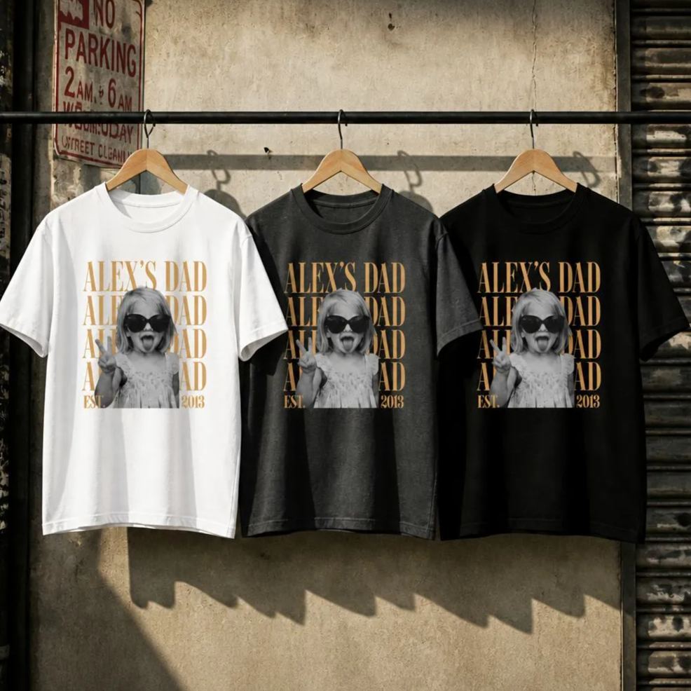 Custom Dad Vintage Photo Shirt: Personalized Fathers Day Shirt With Kids Photo, Funny Dad Shirt, Best Dad Ever Shirt, New Dad Gift - MyFaceSocksAU