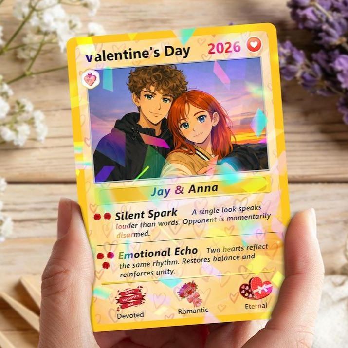 Personalized Pkm Couple Anniversary Card, Custom Valentine's Day Gift for Couples, Anniversary Keepsake - MyFaceSocksAU