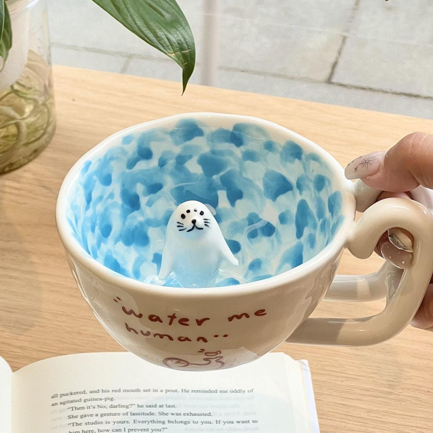 Cartoon Swimming Pool Swimming Seal Mug Ceramic Cup Cute Creative Breakfast Coffee Milk Animation Peripheral Cup - MyFaceSocksAU