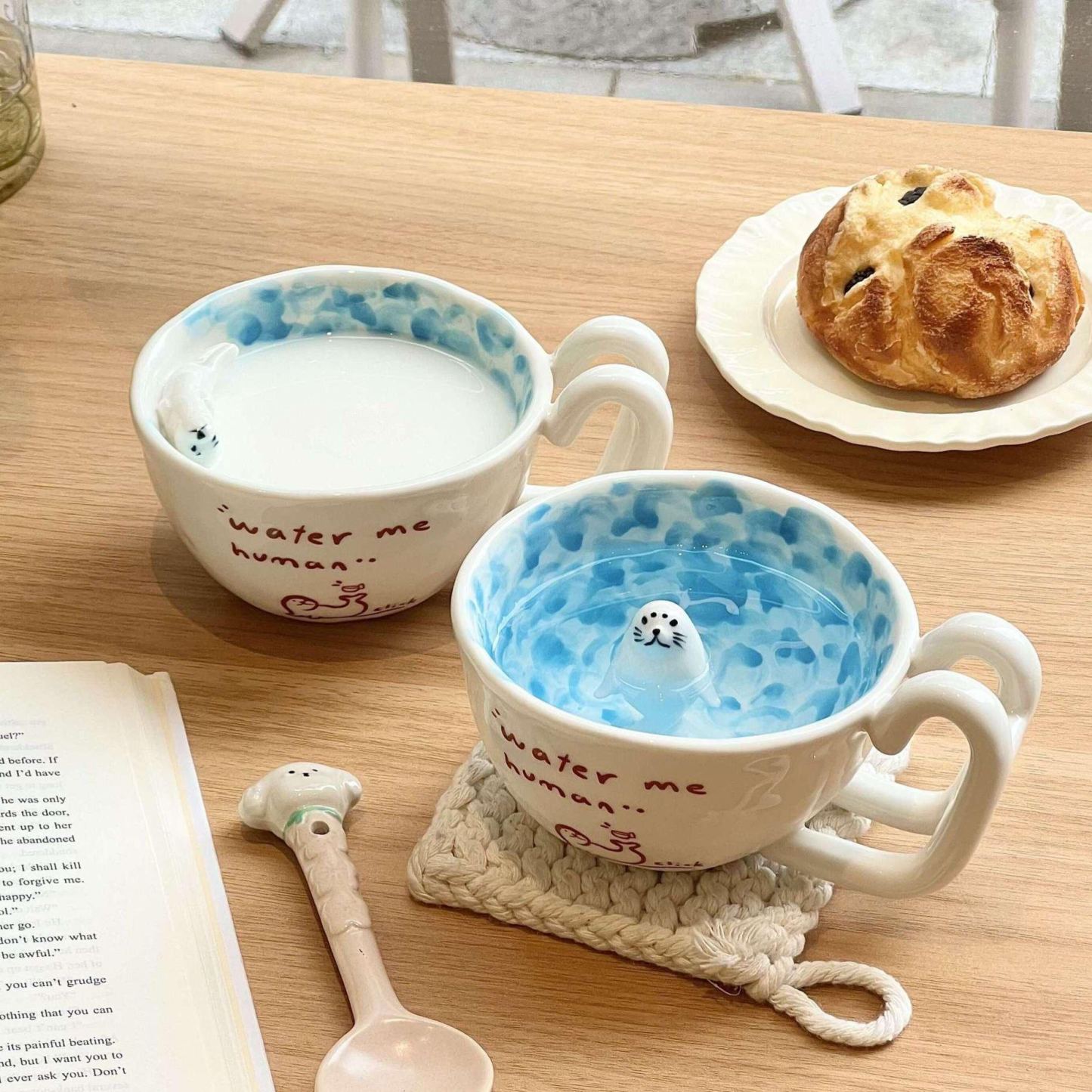Cartoon Swimming Pool Swimming Seal Mug Ceramic Cup Cute Creative Breakfast Coffee Milk Animation Peripheral Cup - MyFaceSocksAU