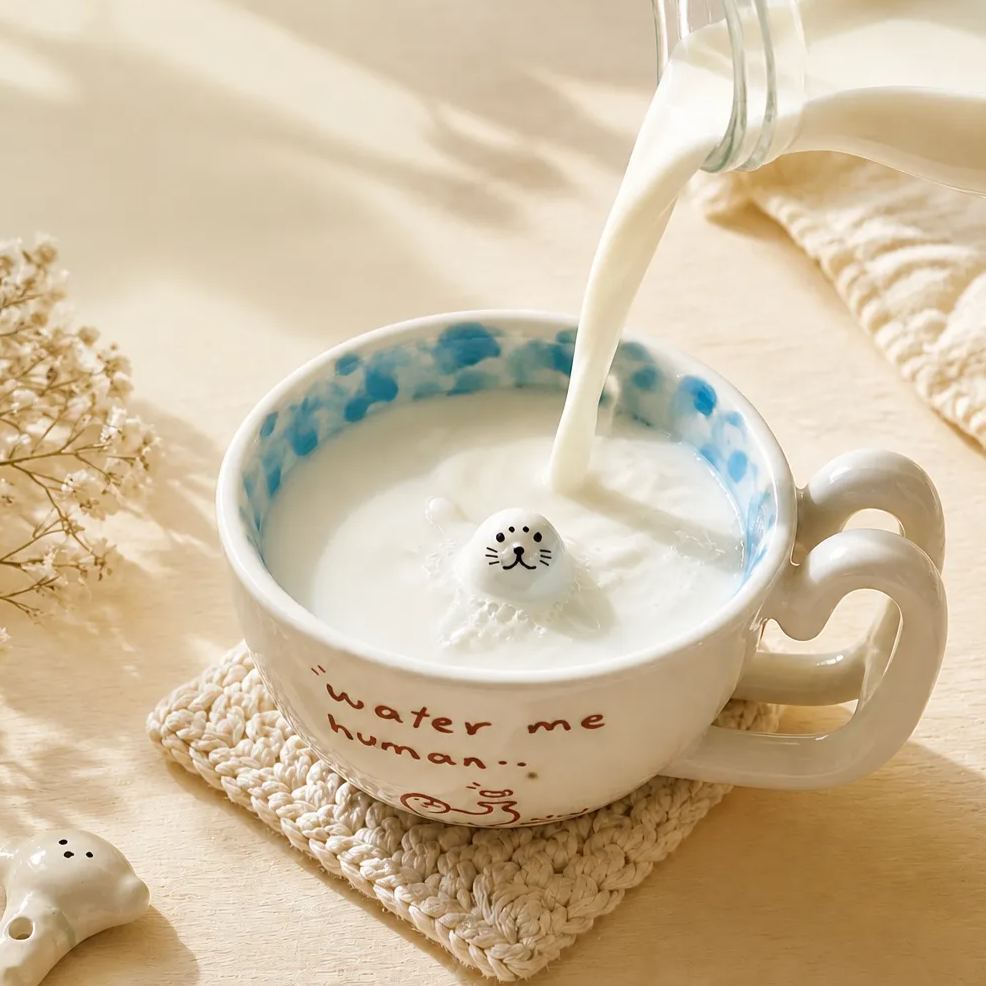 Cartoon Swimming Pool Swimming Seal Mug Ceramic Cup Cute Creative Breakfast Coffee Milk Animation Peripheral Cup - MyFaceSocksAU