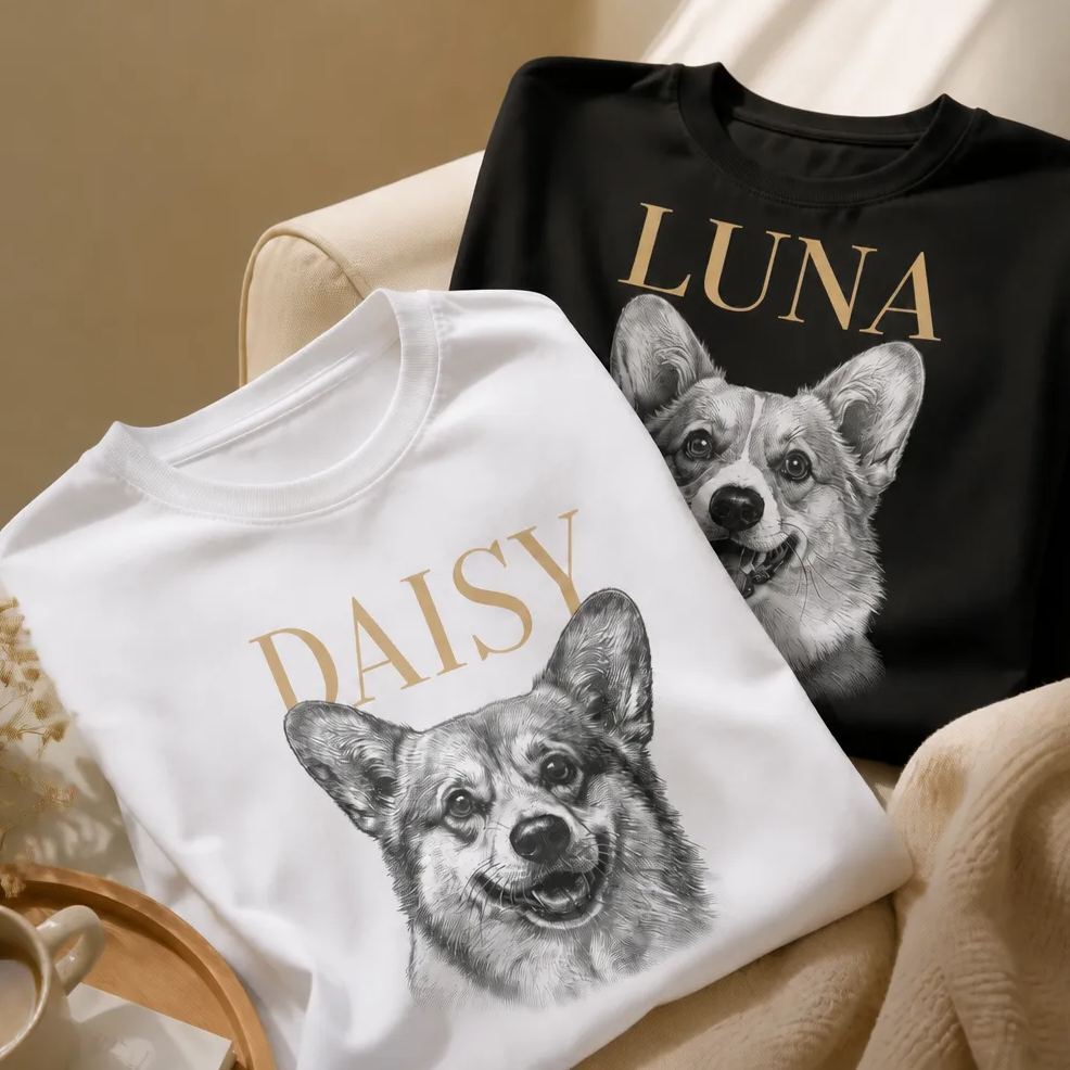 Personalized Pet Photo T-Shirt Custom Dog or Cat Portrait Shirt, Unique Gift for Pet Lovers - MyFaceSocksAU