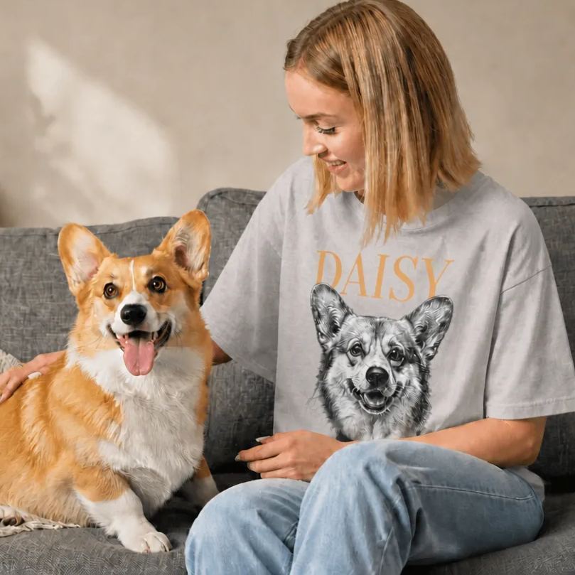 Personalized Pet Photo T-Shirt Custom Dog or Cat Portrait Shirt, Unique Gift for Pet Lovers - MyFaceSocksAU